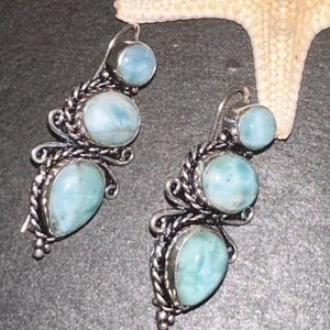 Caribbean Larimar statement Earrings